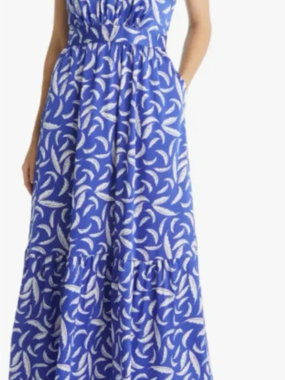 Tahari Blue and White Printed Maxi Skirt